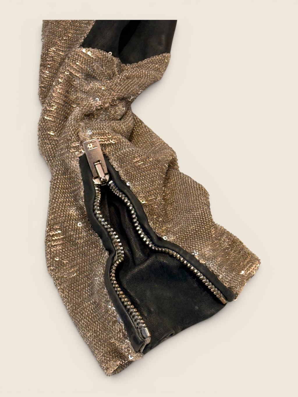 IRO - Pailetten Biker-Jacke - Silber/Gold/Schwarz