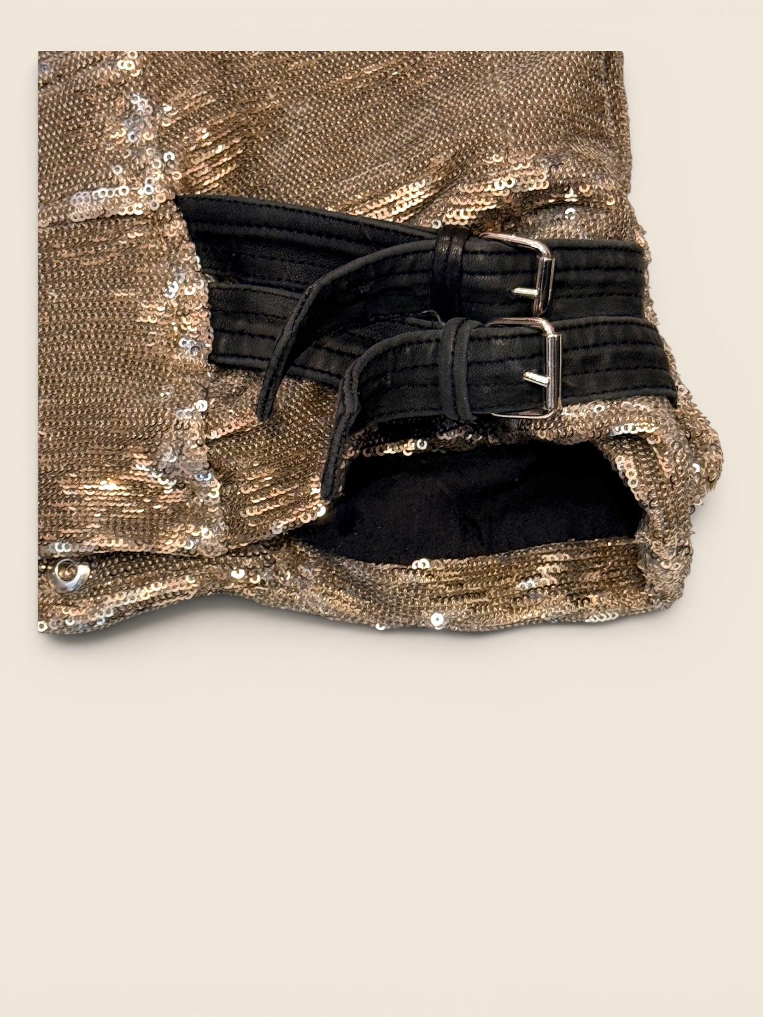 IRO - Pailetten Biker-Jacke - Silber/Gold/Schwarz