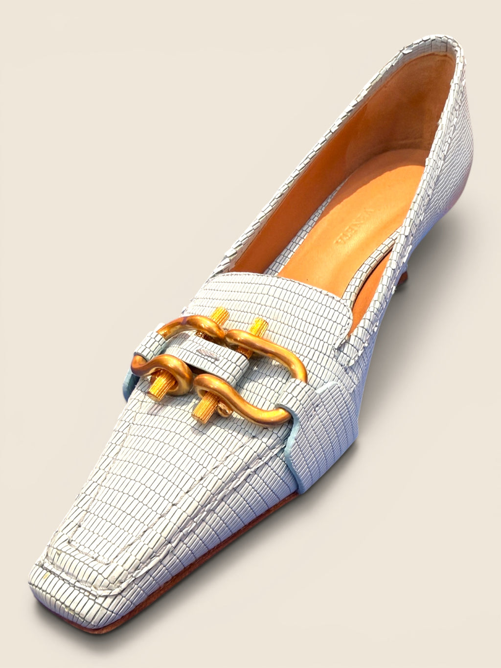 Bottega Veneta - Mokassins - Hellblau/Gold