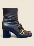 Gucci Stiefelette - GG Marmont - mit Fransen in Schwarz