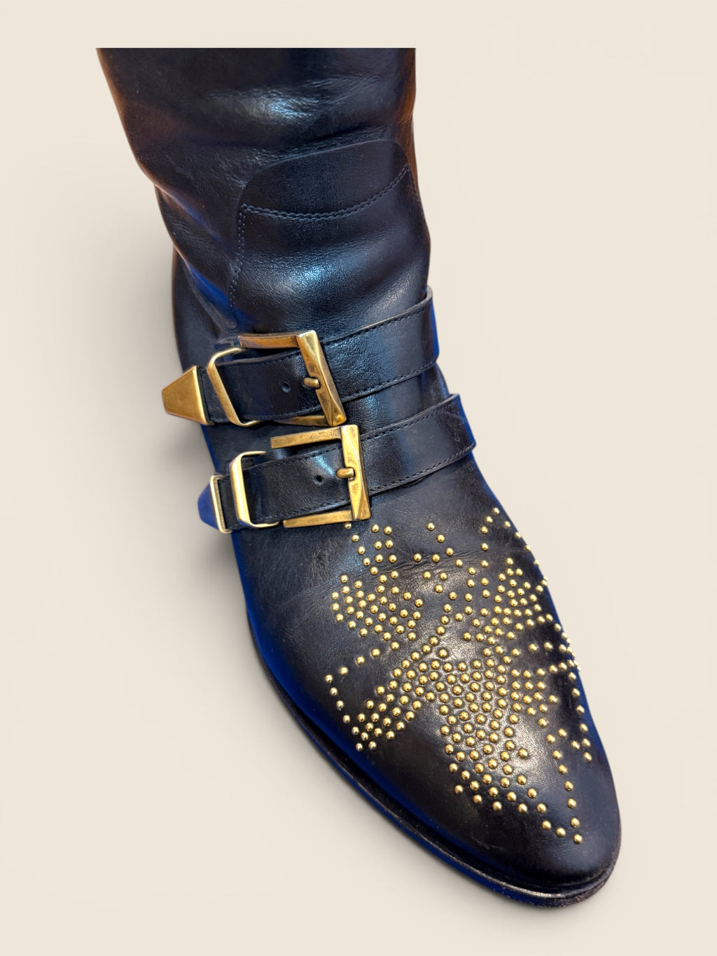 Chloè Stiefel - Nieten Cowgirl Look - Schwarz Gold