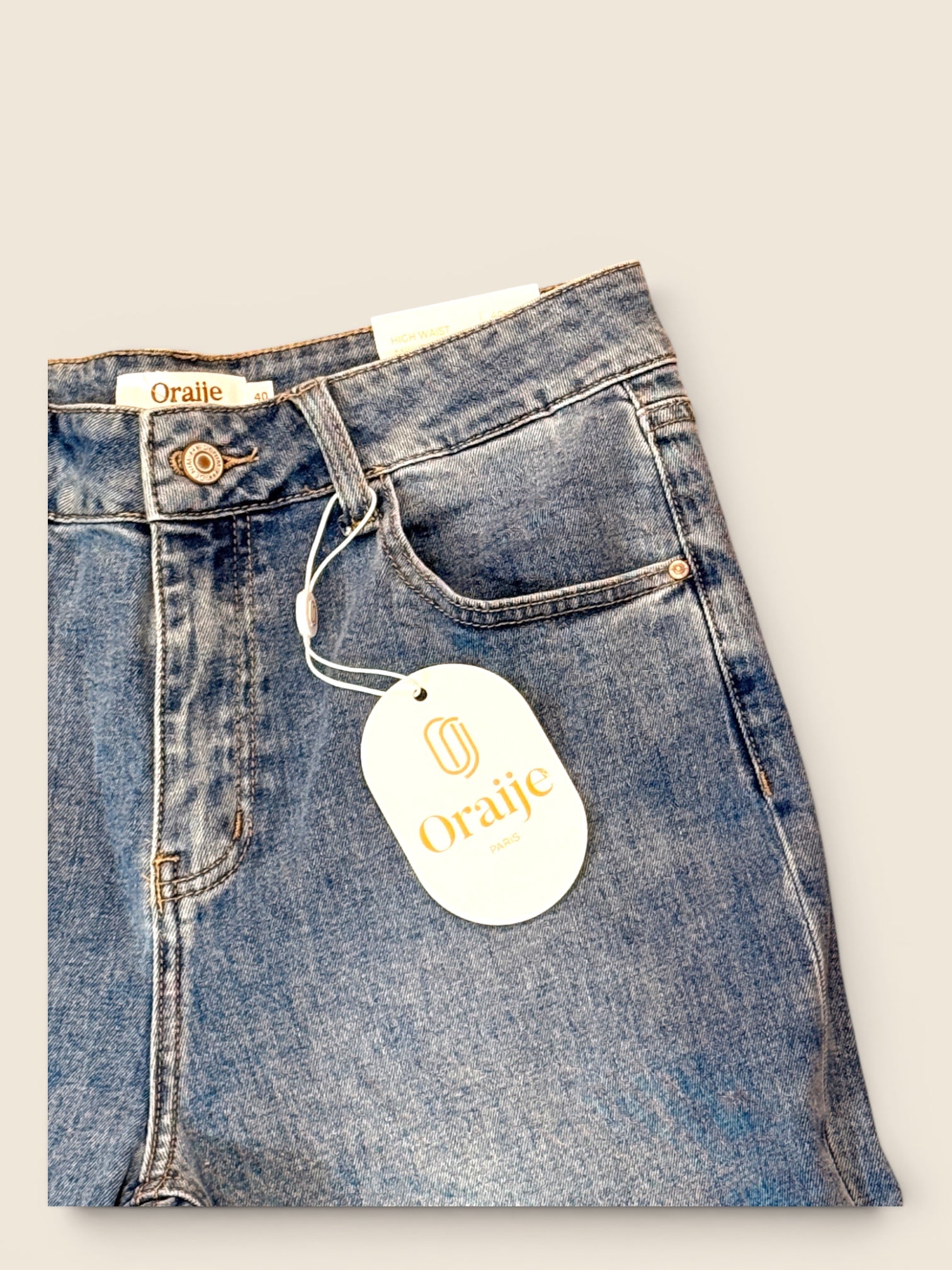 Oranje Denim Jeans - Wide Sneaker - Blau/Grau