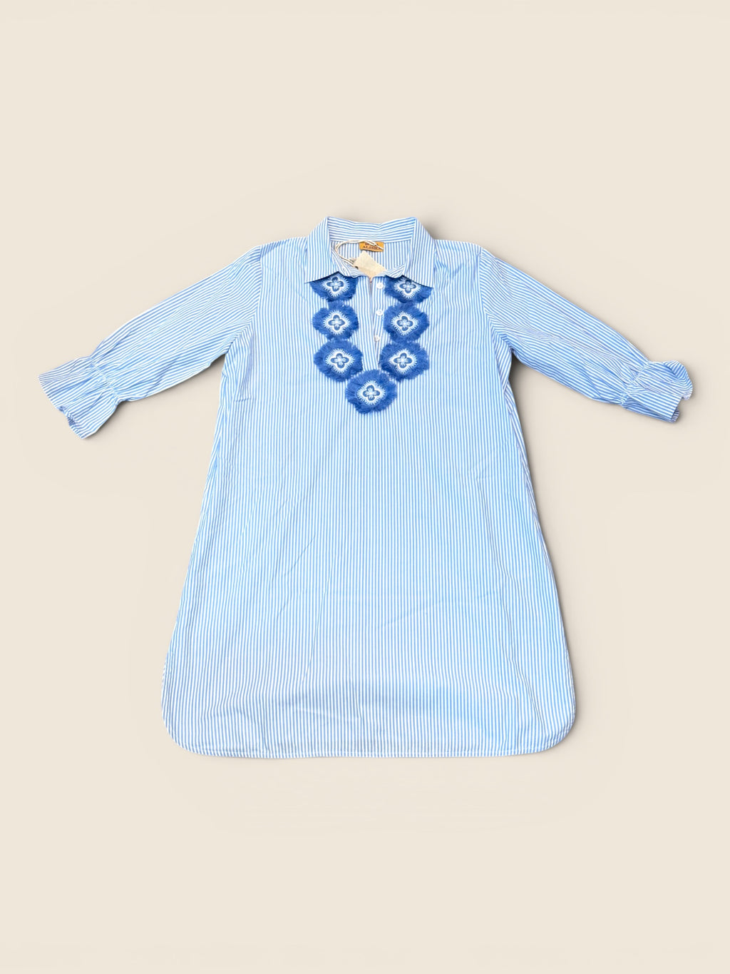 Mala Alisha Mini Kleid - Ornament -Blau/Weiß gestreift