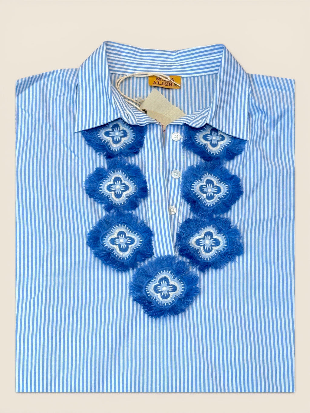 Mala Alisha Mini Kleid - Ornament -Blau/Weiß gestreift