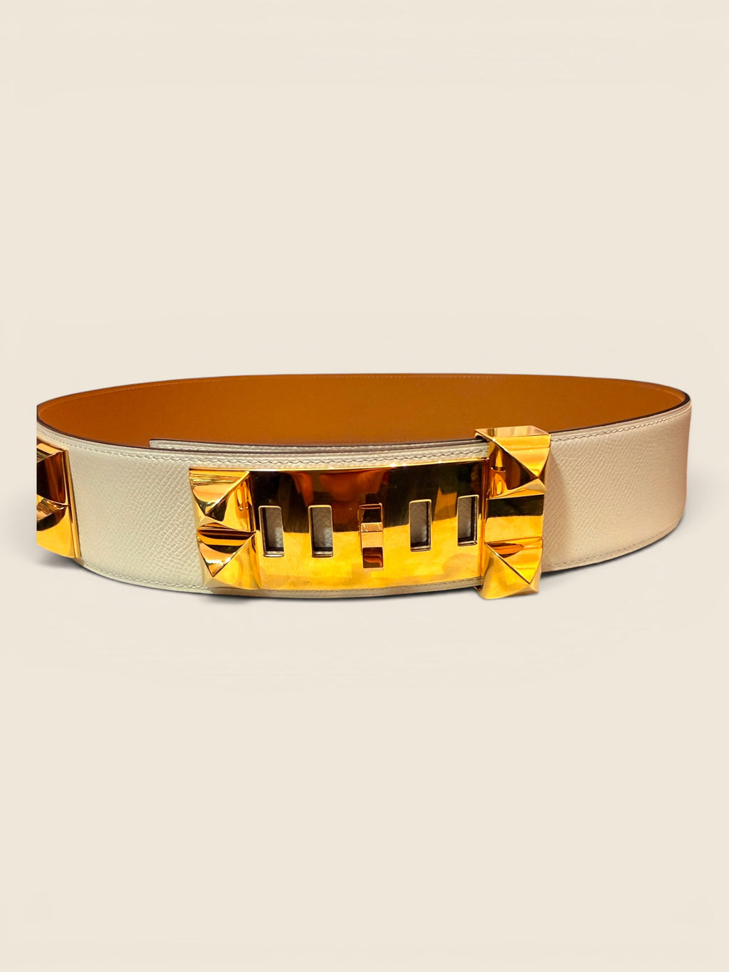 Hermés Gürtel Collier de Chien - Weiß/Gold - Gr. 85