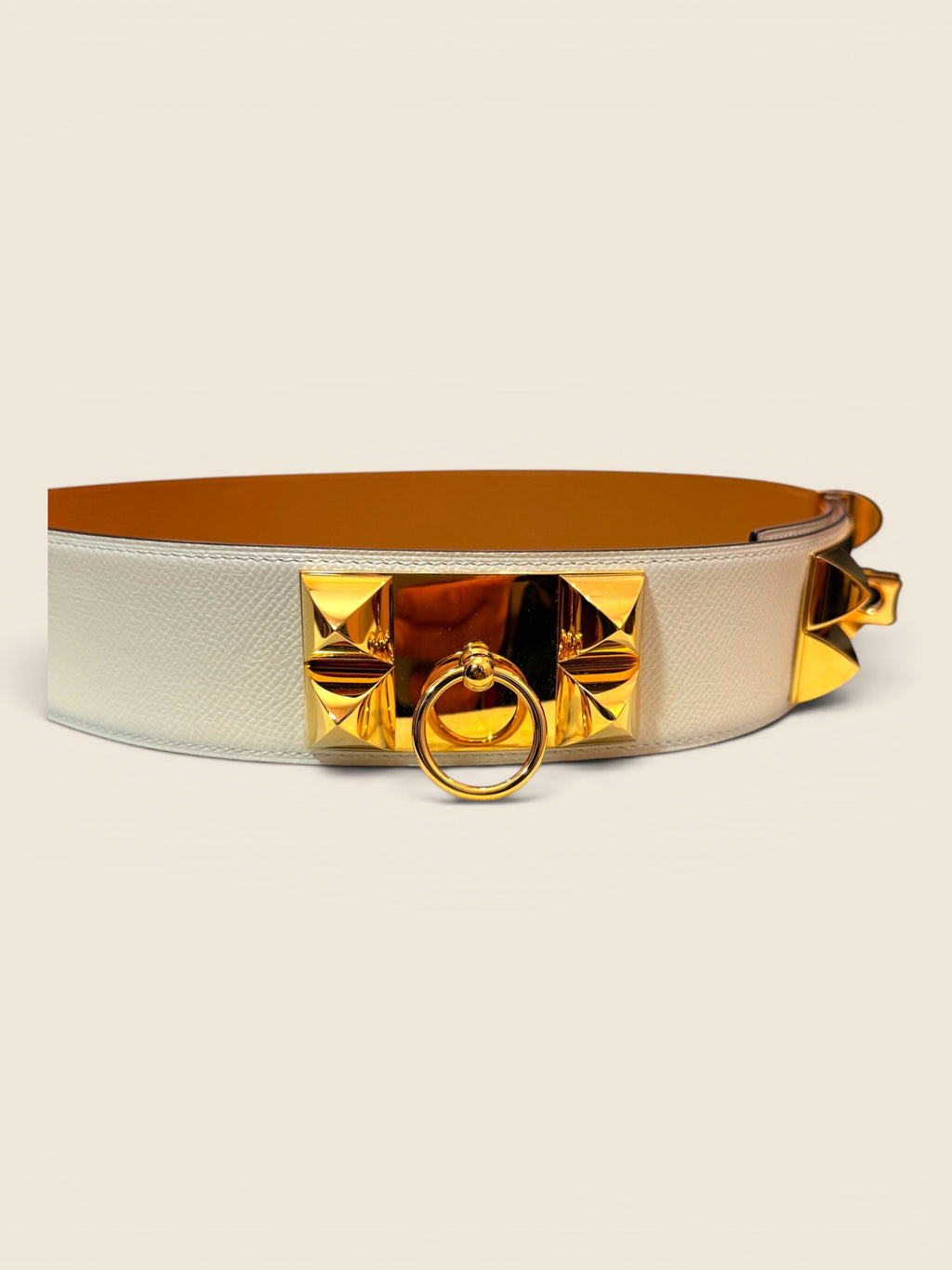 Hermés Gürtel Collier de Chien - Weiß/Gold - Gr. 85